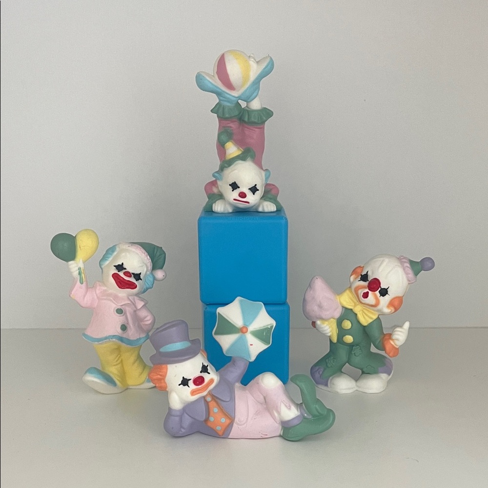 Vintage Blow Mold Clown Figurine Set - decor